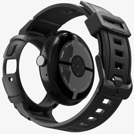 Spigen Rugged Armor Pro - Pixel Watch 4 45MM Hoesje Zwart + Oplaad Standaard afbeelding 8