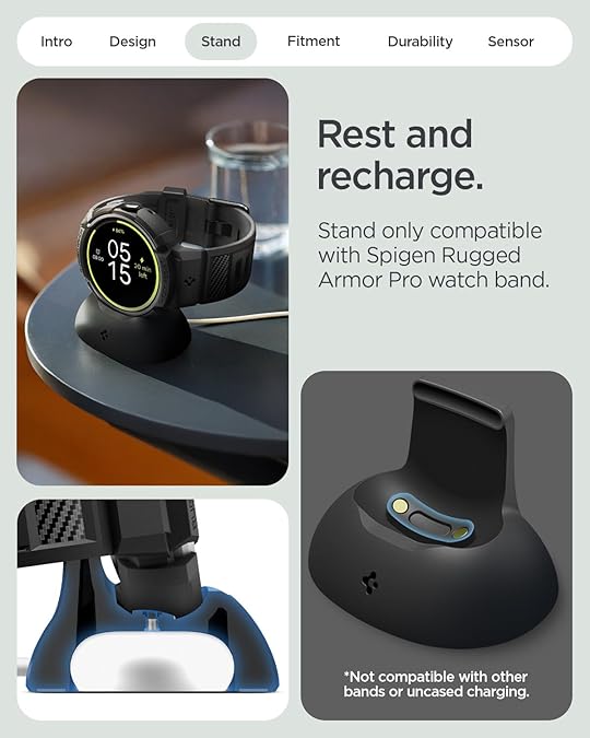 Spigen Rugged Armor Pro - Pixel Watch 4 45MM Hoesje Zwart + Oplaad Standaard afbeelding 4