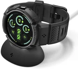Spigen Rugged Armor Pro - Pixel Watch 4 45MM Hoesje Zwart + Oplaad Standaard afbeelding