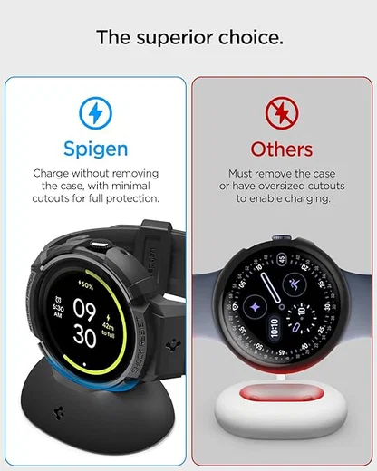 Spigen Rugged Armor Pro - Pixel Watch 4 45MM Hoesje Zwart + Oplaad Standaard afbeelding 5