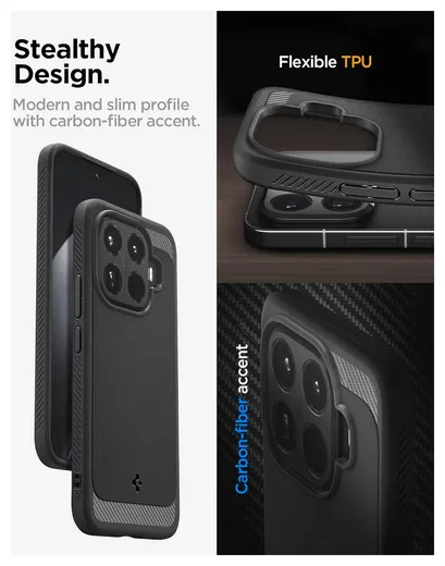 Spigen Rugged Armor Xiaomi 15T Pro Hoesje Back Cover Matte Zwart afbeelding 3