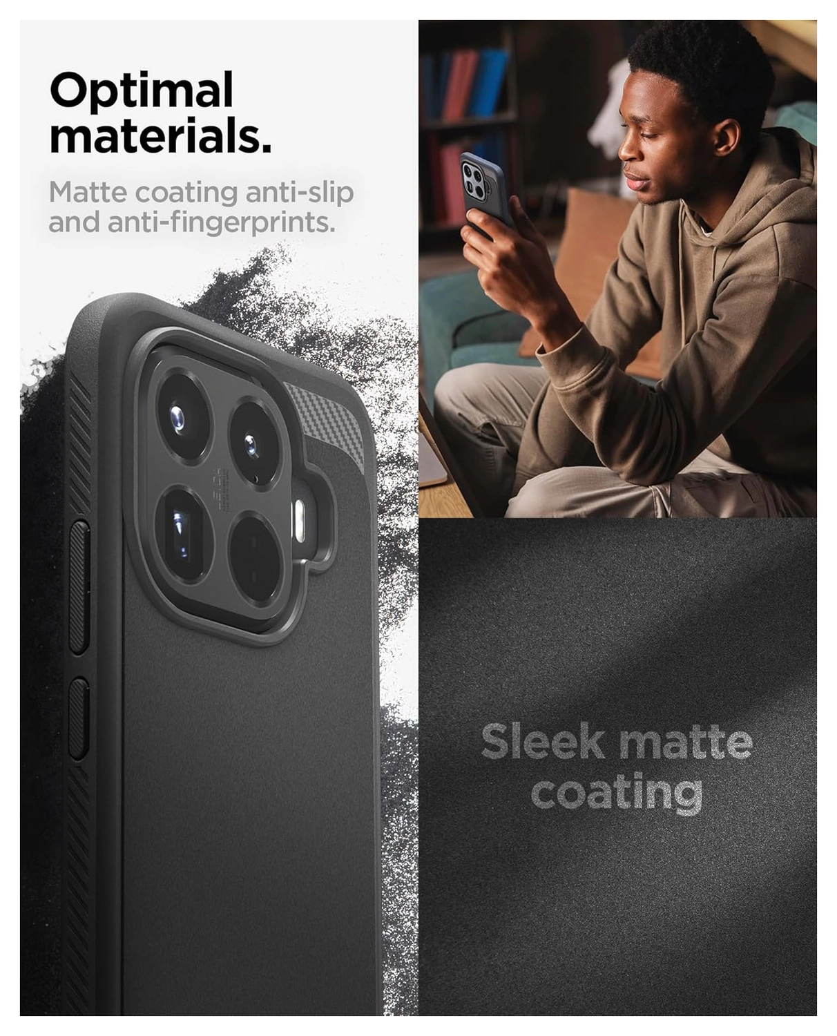 Spigen Rugged Armor Xiaomi 15T Pro Hoesje Back Cover Matte Zwart afbeelding 5