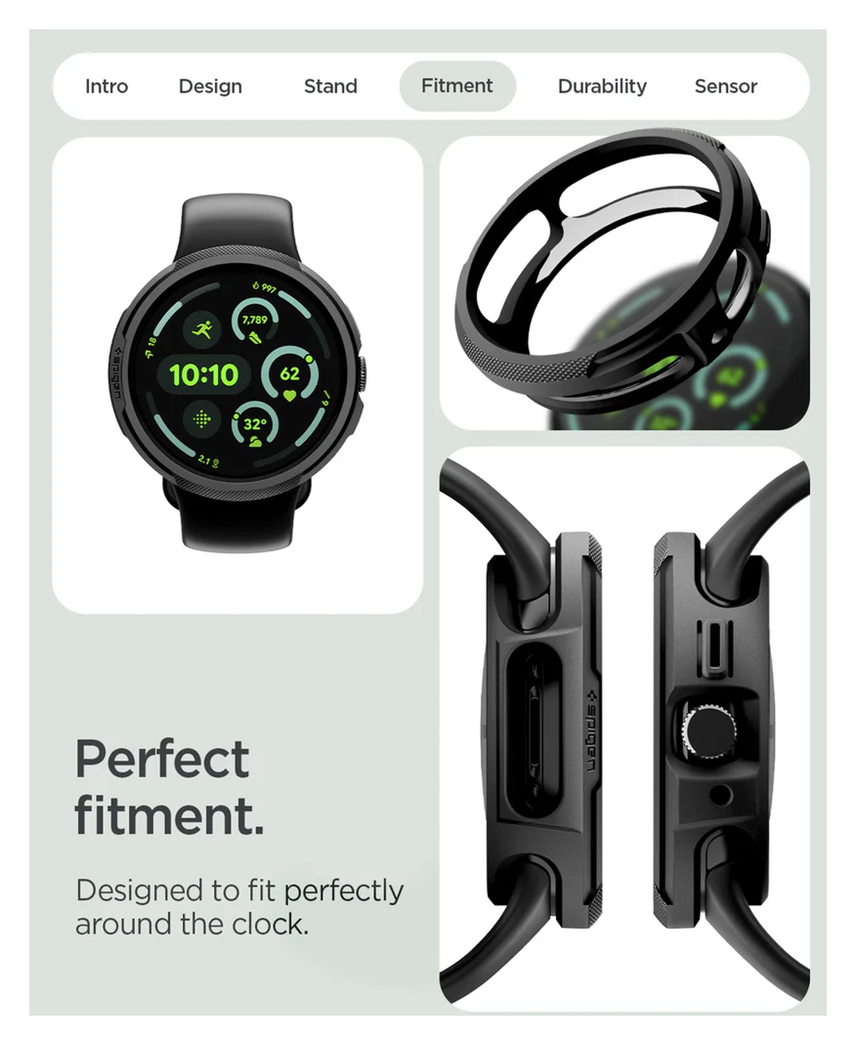 Spigen Liquid Air - Google Pixel Watch 4-45MM Hoesje - Matte Zwart afbeelding 14