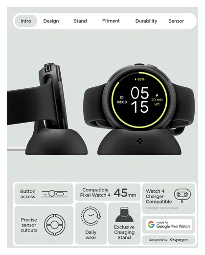 Spigen Liquid Air - Google Pixel Watch 4-45MM Hoesje - Matte Zwart afbeelding 17
