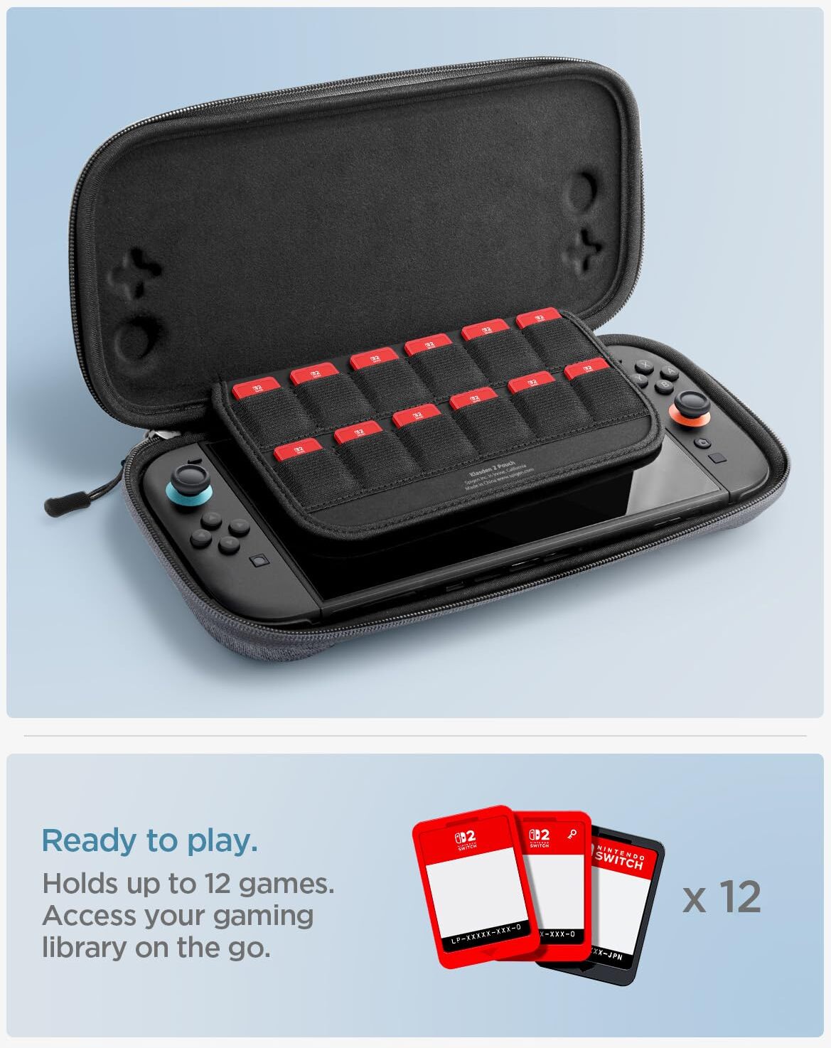 Spigen Klasden 2 Nintendo Switch 2 Opberghoes Game Card Organizer Grijs afbeelding 4