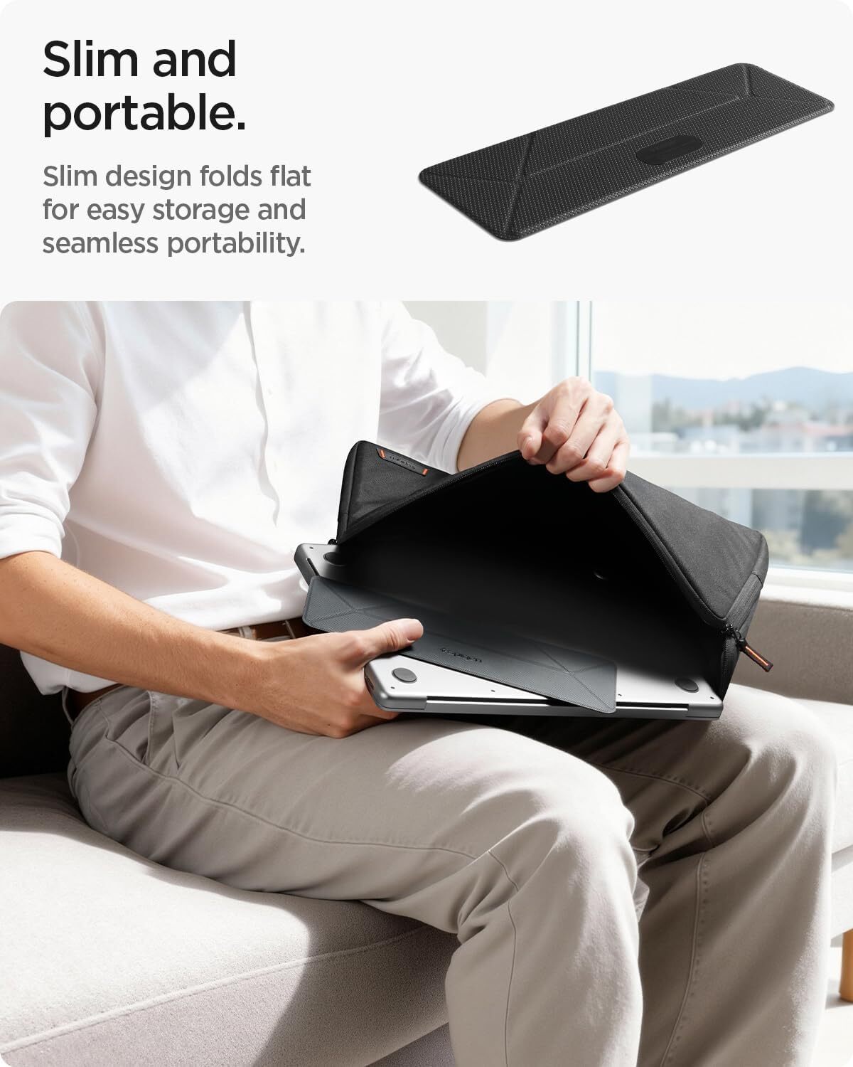 Spigen Slimfold Vouwbare Laptop en Tablet Standaard LD201-S4 Zwart afbeelding 6