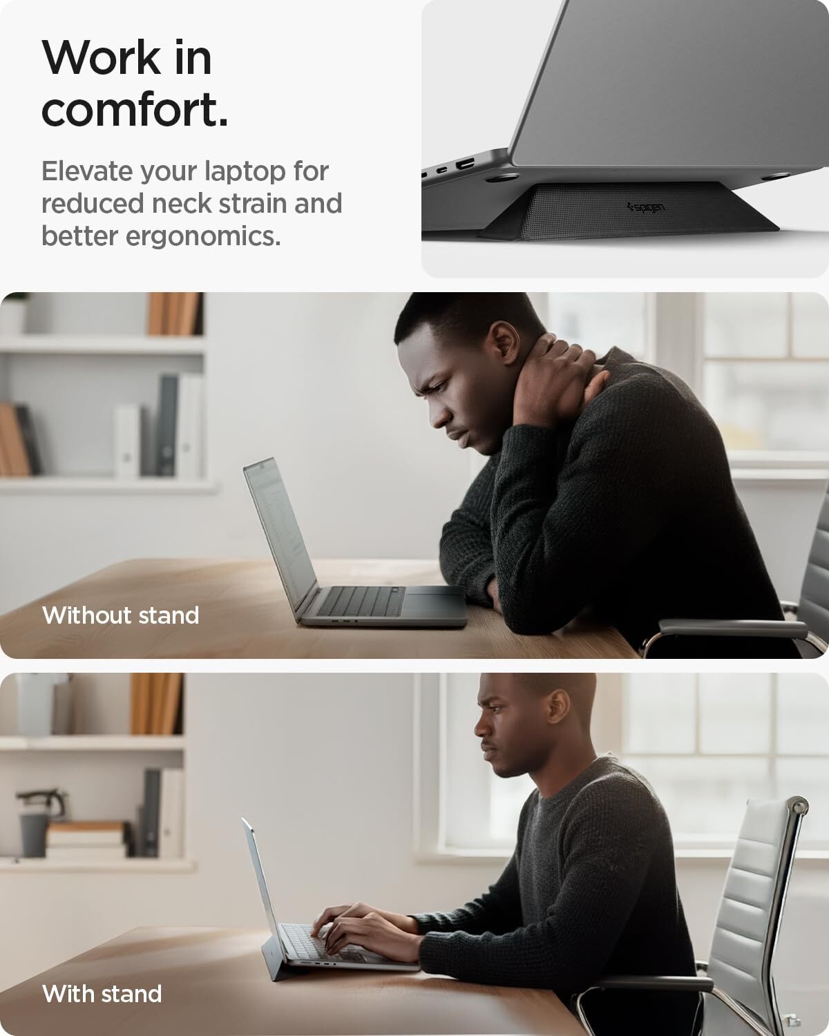 Spigen Slimfold Vouwbare Laptop en Tablet Standaard LD201-S4 Zwart afbeelding 2