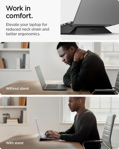Spigen Slimfold Vouwbare Laptop en Tablet Standaard LD201-S4 Zwart afbeelding 2