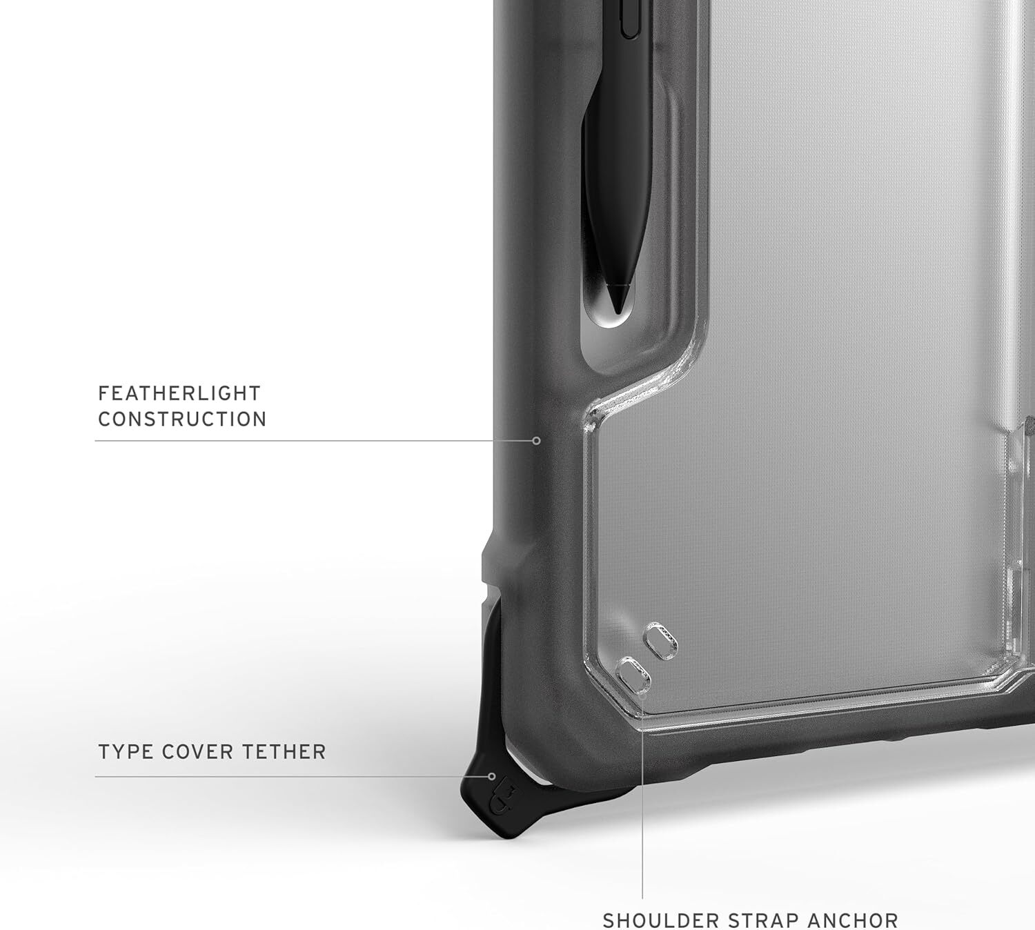 UAG Microsoft Surface Pro 1st Edition 12 inch hoes- Standaard en Penhouder Grijs afbeelding 4