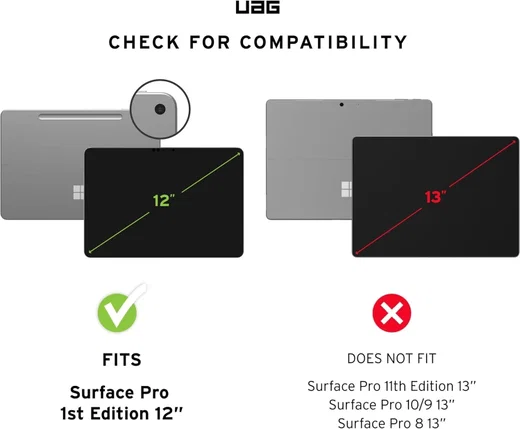 UAG Microsoft Surface Pro 1st Edition 12 inch hoes- Standaard en Penhouder Grijs afbeelding 2