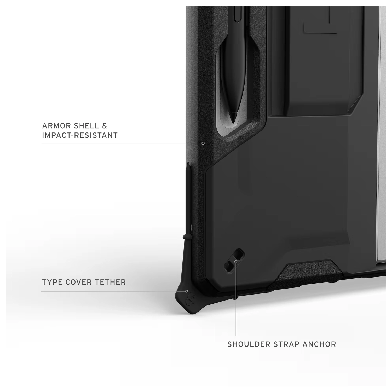 Urban Armor Gear Scout Microsoft Surface Pro 1e Editie Hoesje Back Cover Zwart afbeelding 4