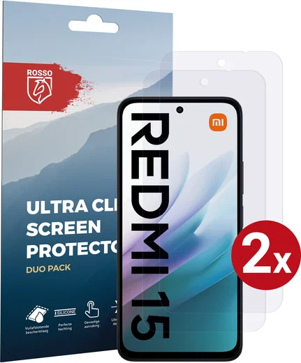 Rosso Xiaomi Redmi 15 (4G) Screen Protector Case Friendly Folie Duo Pack afbeelding 1
