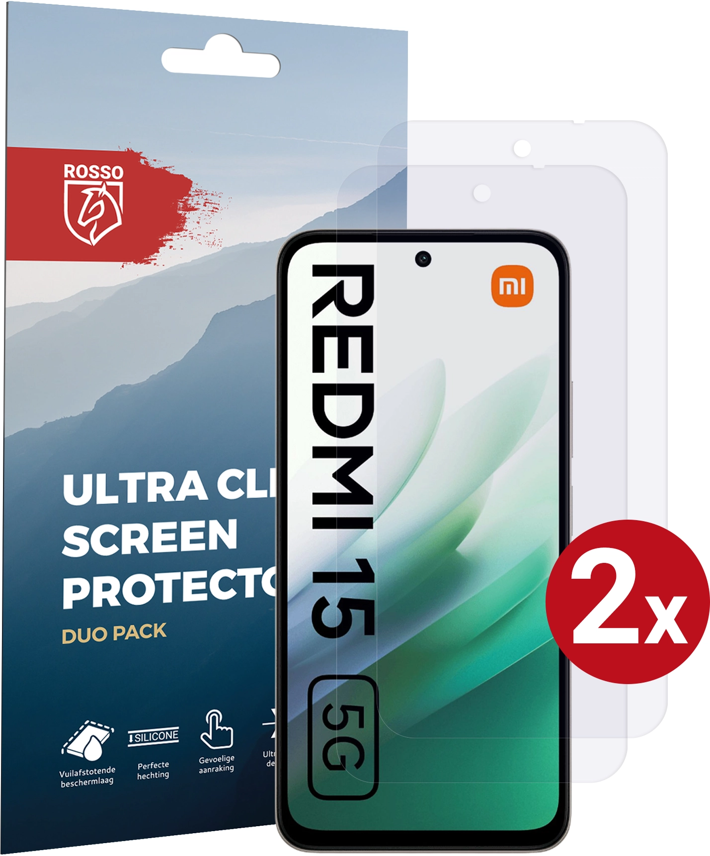 Rosso Xiaomi Redmi 15 (5G) Screen Protector Case Friendly Folie Duo Pack afbeelding 1