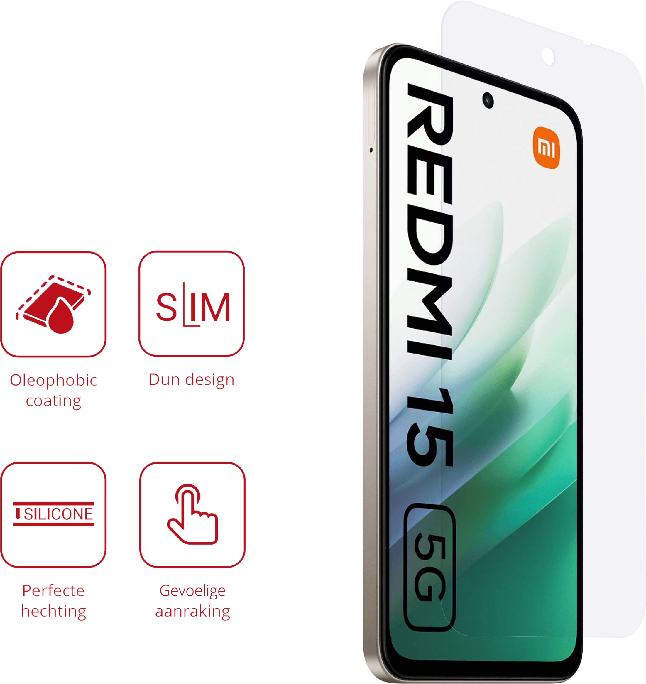 Rosso Xiaomi Redmi 15 (5G) Screen Protector Case Friendly Folie Duo Pack afbeelding 2