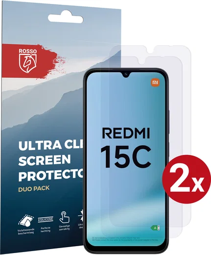 Rosso Xiaomi Redmi 15C Screen Protector Case Friendly Folie Duo Pack afbeelding 1