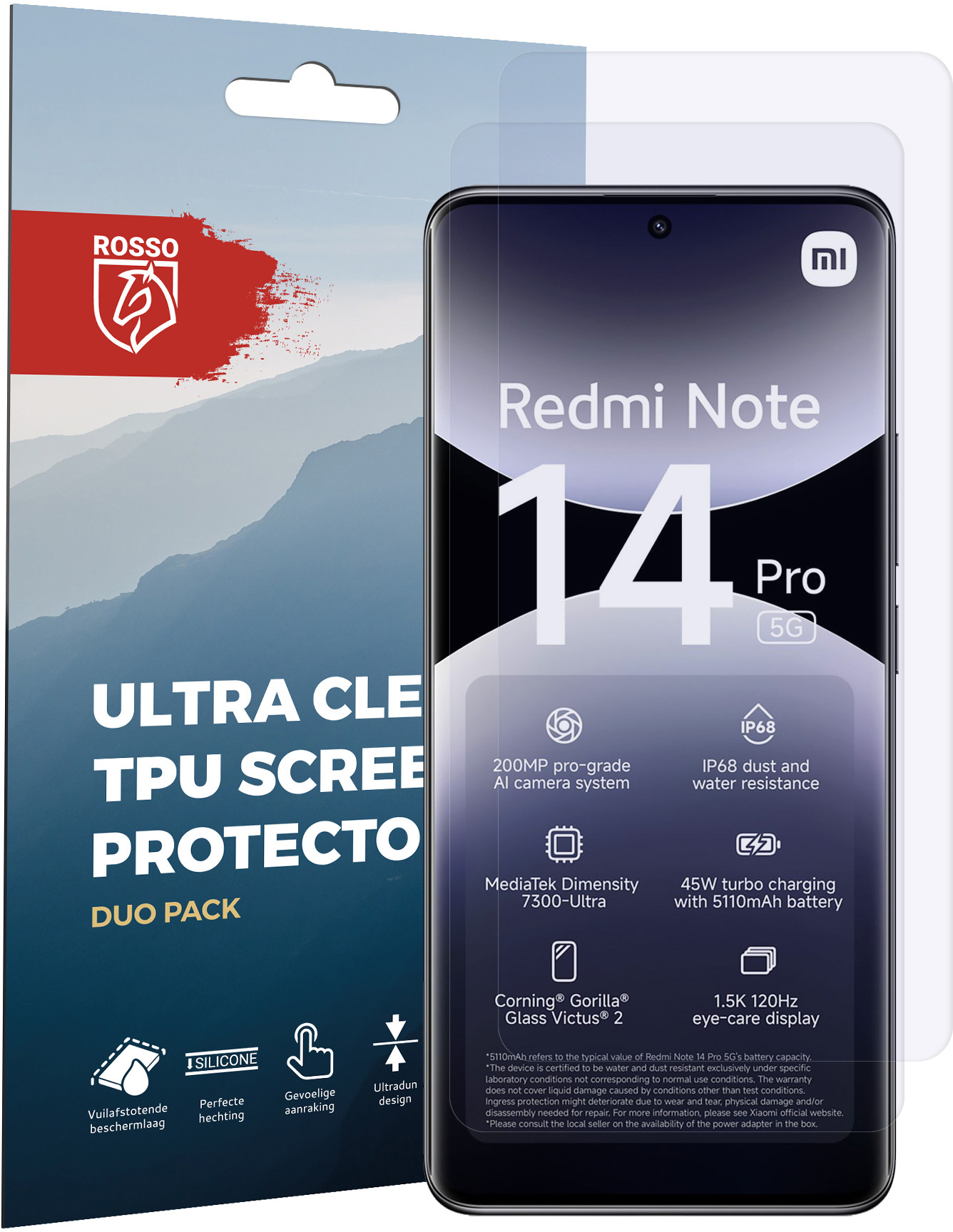 Rosso Xiaomi Redmi Note 14 Pro 4G Screen Protector Case Friendly Folie Duo Pack afbeelding 9