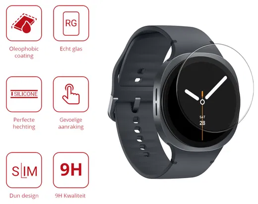 Rosso - Samsung Galaxy Watch 8 Classic 9H Tempered Glass Screen Protector afbeelding 2