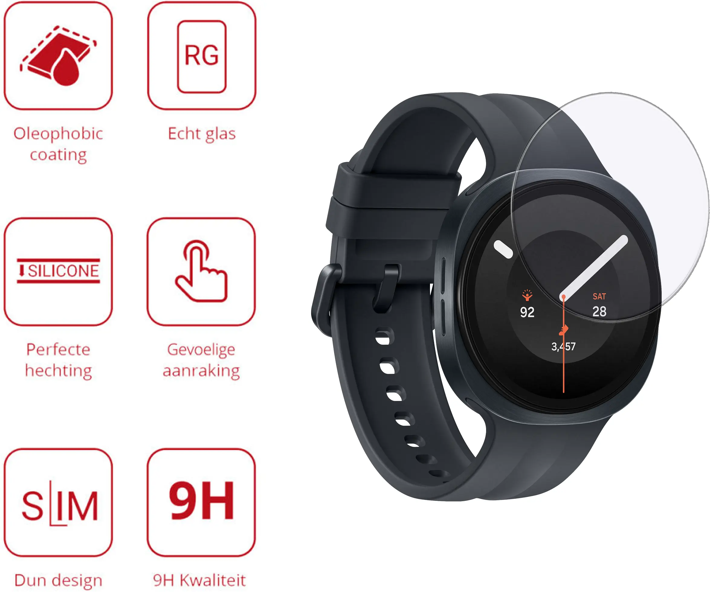 Rosso Samsung Galaxy Watch Ultra 2 9H Tempered Glass Screen Protector afbeelding 2