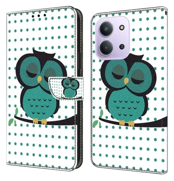 Xiaomi Redmi 15C Hoesje Portemonnee Book Case Uil Print