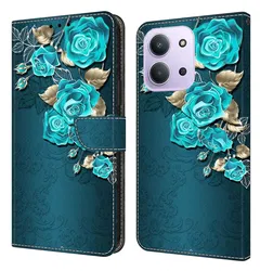 Xiaomi Redmi 15C Hoesje Portemonnee Book Case Roos Print afbeelding