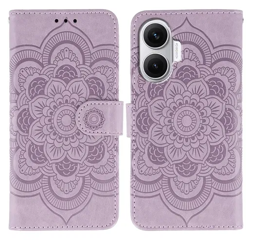 Xiaomi Poco F7 Hoesje Mandala Book Case met Pasjeshouder Paars afbeelding 1
