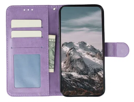 Xiaomi Poco F7 Hoesje Mandala Book Case met Pasjeshouder Paars afbeelding 2