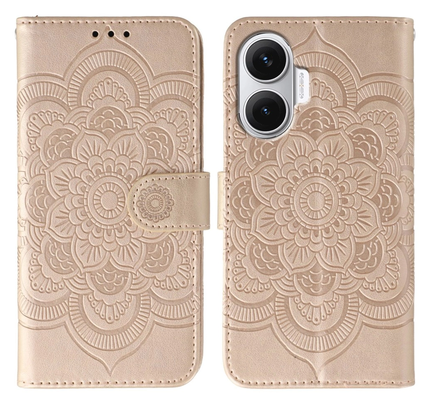 Xiaomi Poco F7 Hoesje Mandala Book Case met Pasjeshouder Roze Goud afbeelding 1