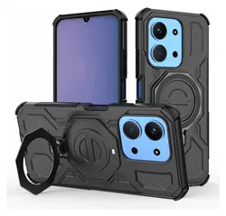 Xiaomi Redmi 15C Hoesje MagSafe 360° Standaard Zwart afbeelding