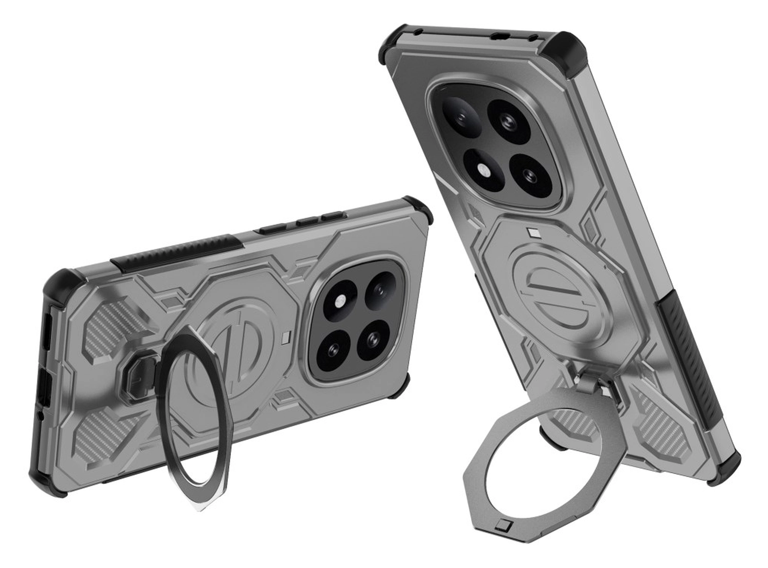 Xiaomi Redmi Note 14 Pro Plus Hoesje MagSafe 360° Standaard Grijs afbeelding 4