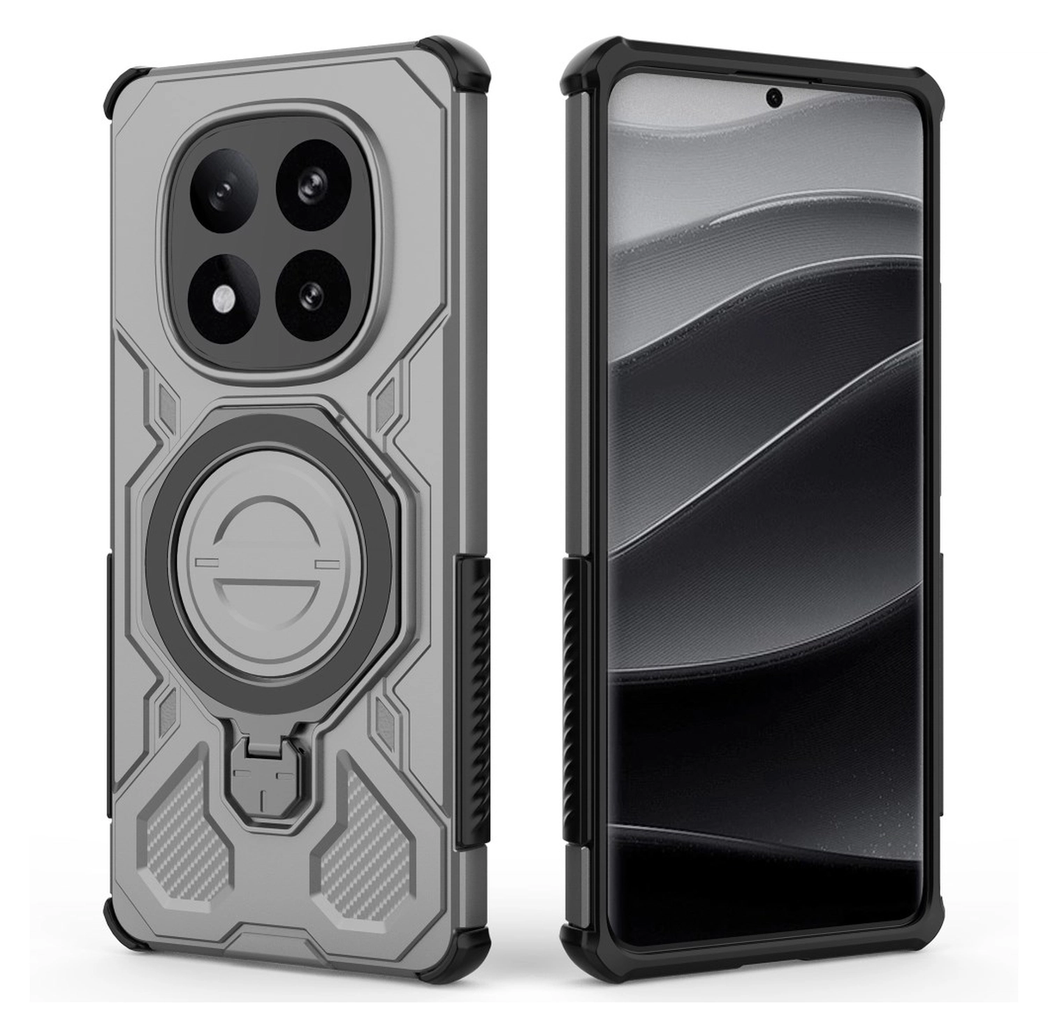 Xiaomi Redmi Note 14 Pro Plus Hoesje MagSafe 360° Standaard Grijs afbeelding 5