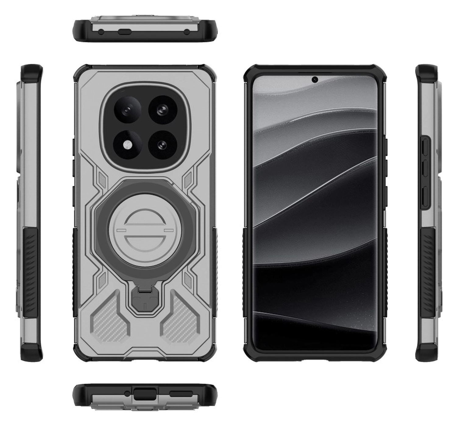 Xiaomi Redmi Note 14 Pro Plus Hoesje MagSafe 360° Standaard Grijs afbeelding 9