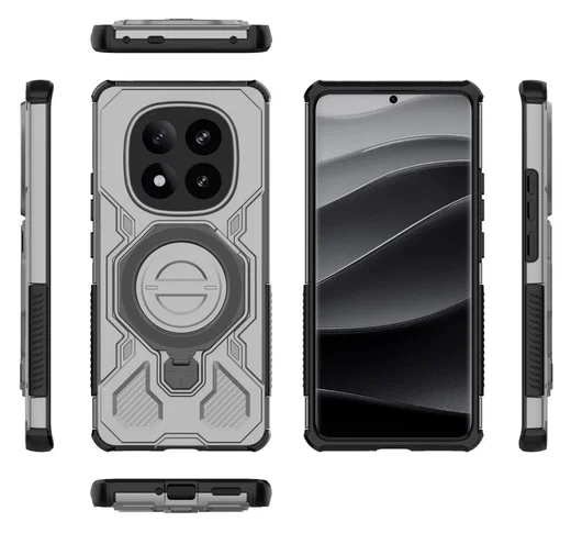 Xiaomi Redmi Note 14 Pro Plus Hoesje MagSafe 360° Standaard Grijs afbeelding 9