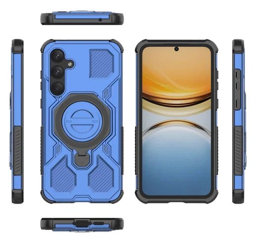 Samsung Galaxy A55 Hoesje MagSafe 360° Standaard Blauw afbeelding 9