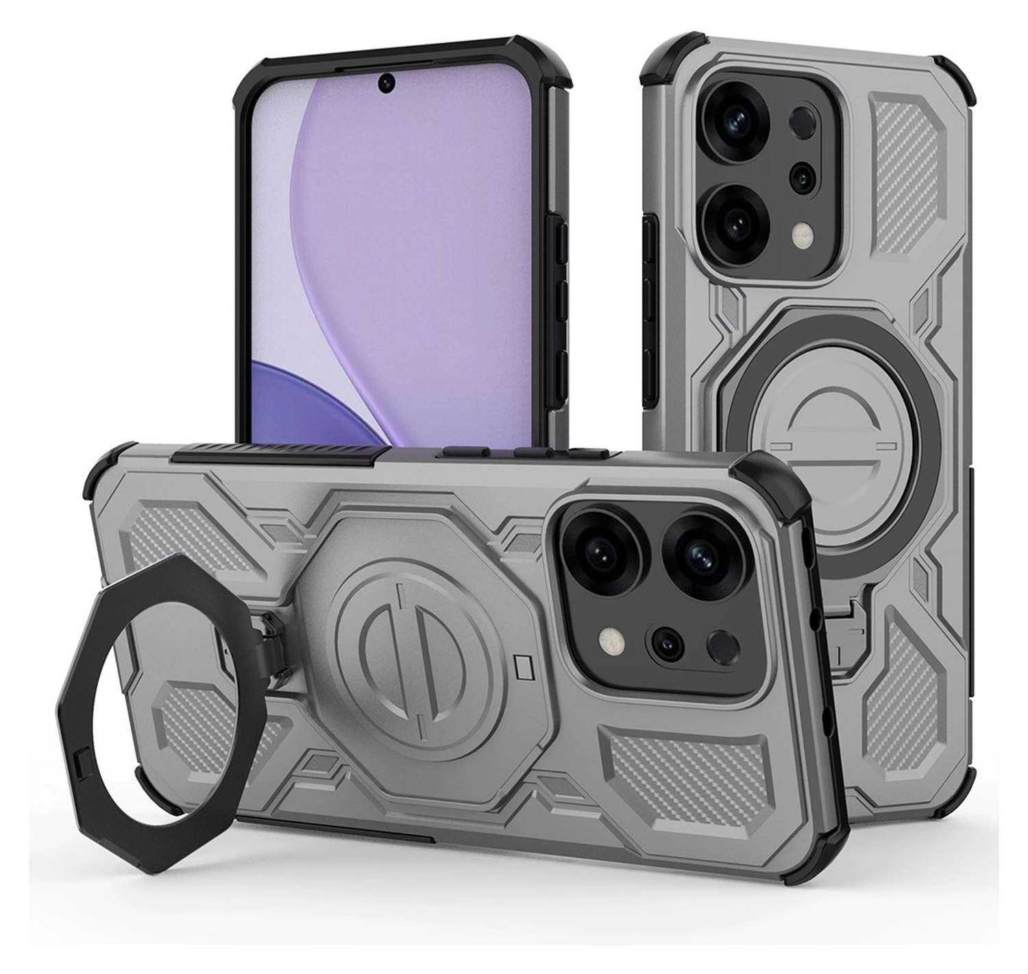 Oppo Reno 14 Hoesje MagSafe 360° Standaard Grijs afbeelding 1