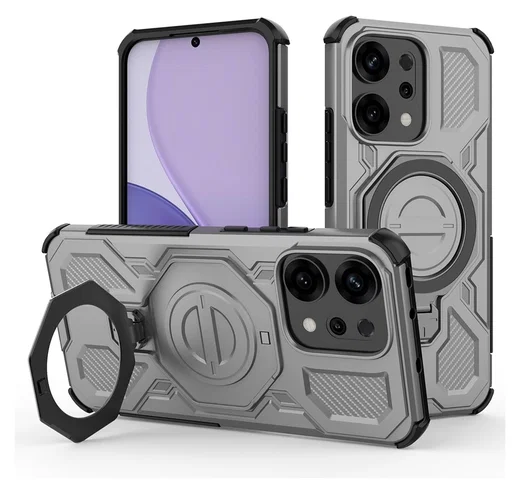Oppo Reno 14 Hoesje MagSafe 360° Standaard Grijs afbeelding 1