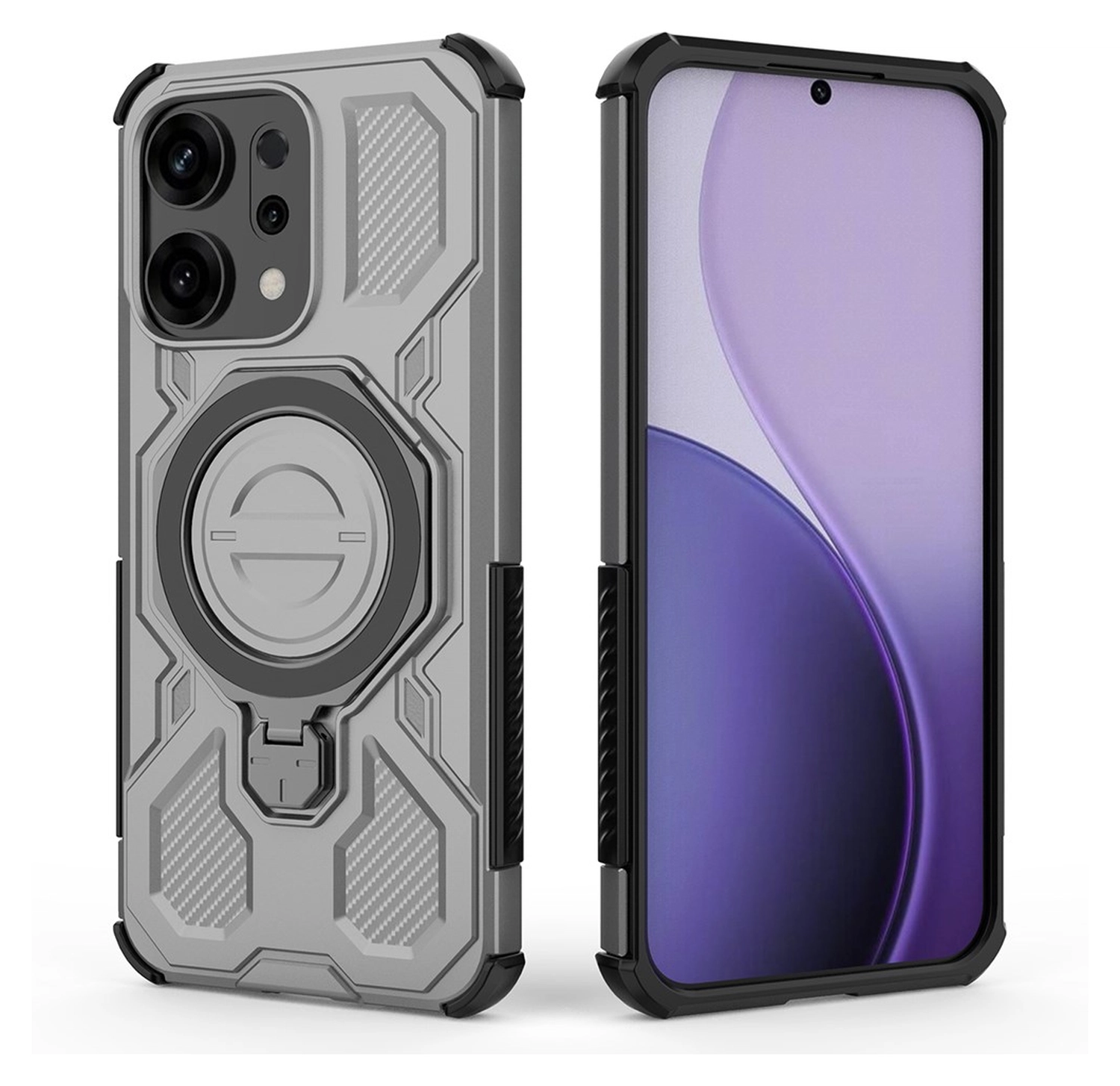 Oppo Reno 14 Hoesje MagSafe 360° Standaard Grijs afbeelding 4