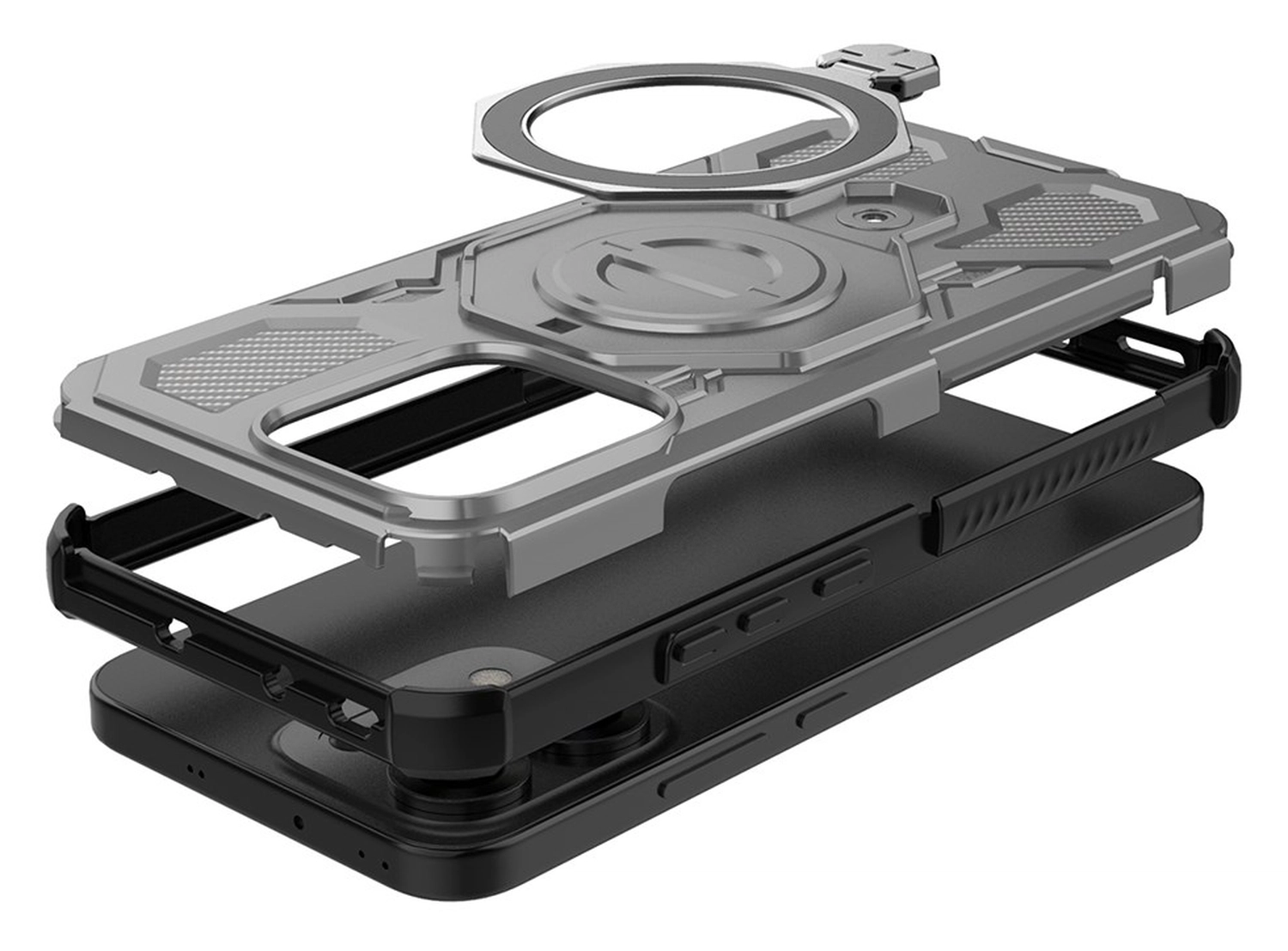 Oppo Reno 14 Hoesje MagSafe 360° Standaard Grijs afbeelding 7