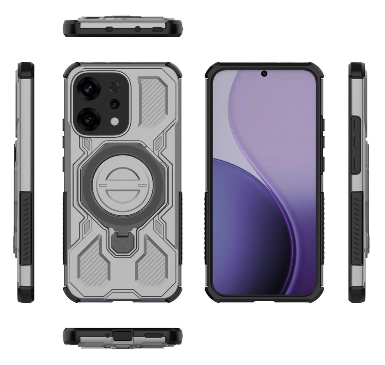 Oppo Reno 14 Hoesje MagSafe 360° Standaard Grijs afbeelding 8