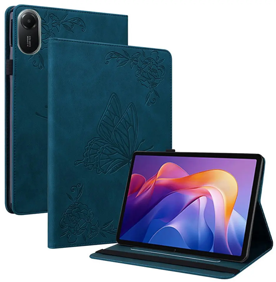 Xiaomi Redmi Pad 2 Hoes Tri-Fold Book Case met Standaard Vlinder Print Blauw afbeelding 1