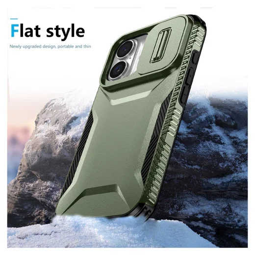 Apple iPhone 16 Hoesje Camera Slider Back Cover Schokbestendig Groen afbeelding 8