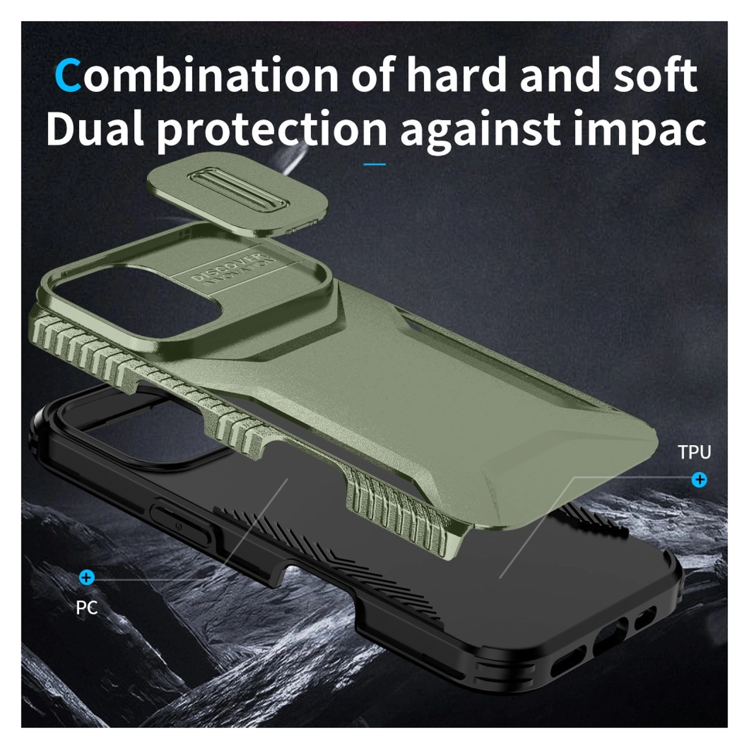 Apple iPhone 16 Hoesje Camera Slider Back Cover Schokbestendig Groen afbeelding 9