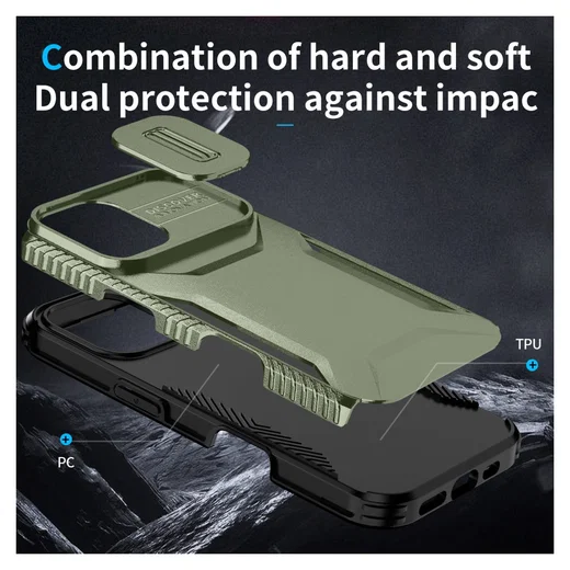 Apple iPhone 16 Hoesje Camera Slider Back Cover Schokbestendig Groen afbeelding 9