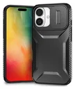 Apple iPhone 16 Hoesje Camera Slider Back Cover Schokbestendig Zwart