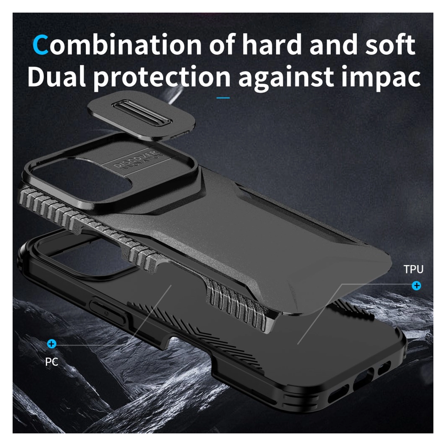Apple iPhone 16 Hoesje Camera Slider Back Cover Schokbestendig Zwart afbeelding 10