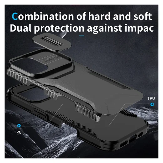 Apple iPhone 16 Hoesje Camera Slider Back Cover Schokbestendig Zwart afbeelding 10