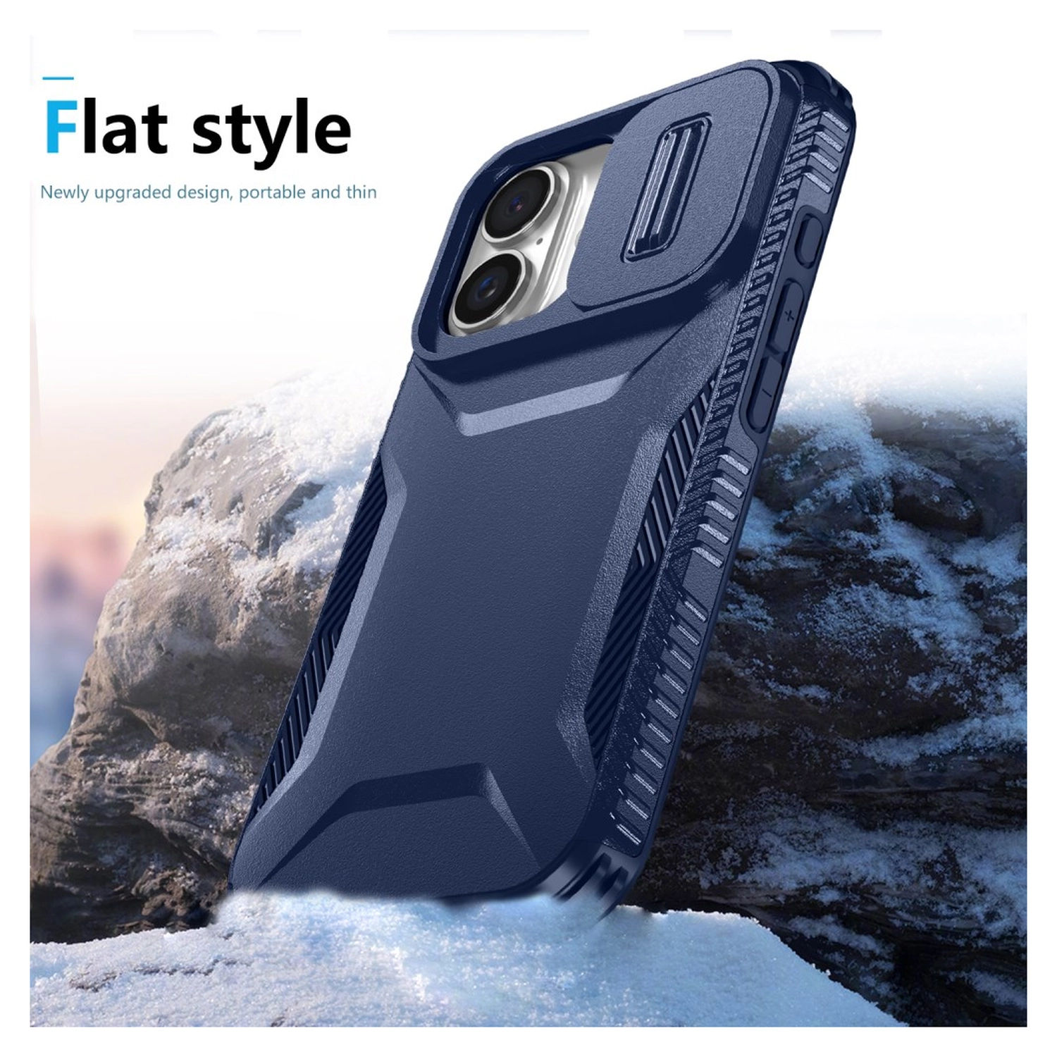 Apple iPhone 16 Hoesje Camera Slider Back Cover Schokbestendig Blauw afbeelding 8