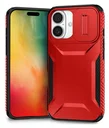 Apple iPhone 16 Hoesje Camera Slider Back Cover Schokbestendig Rood