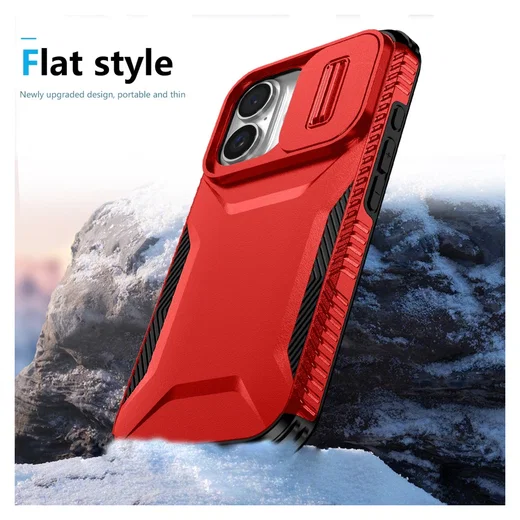 Apple iPhone 16 Hoesje Camera Slider Back Cover Schokbestendig Rood afbeelding 9