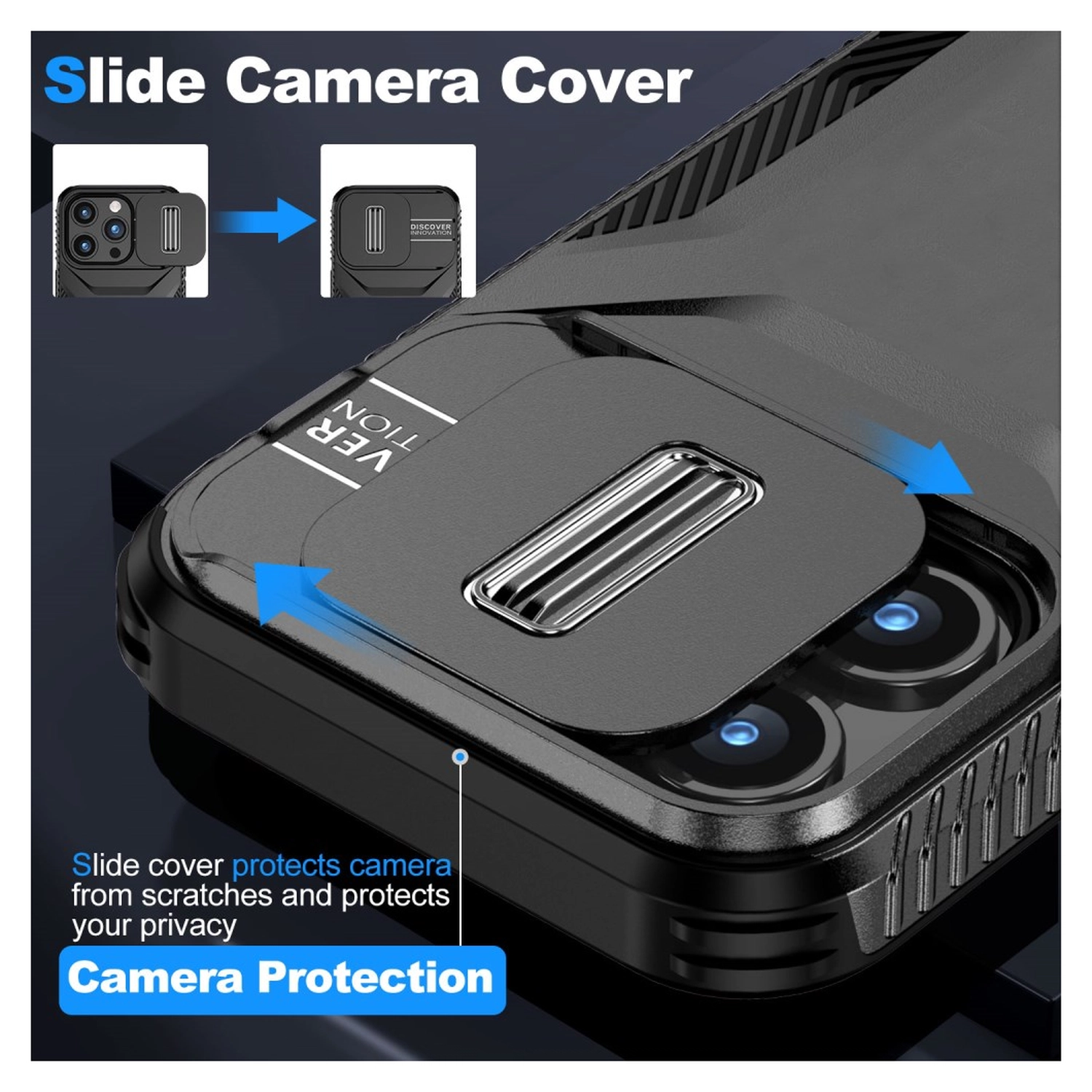 Apple iPhone 15 Pro Hoesje Camera Slider Back Cover Schokbestendig Zwart afbeelding 5
