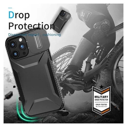 Apple iPhone 15 Pro Hoesje Camera Slider Back Cover Schokbestendig Zwart afbeelding 10